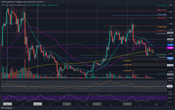 نمودار روزانه XRP/BTC | همتاپی